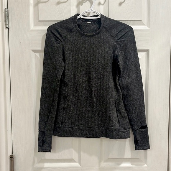 Lululemon Think Fast Long Sleeve Grey Pattern Sweater - Picture 6 of 16